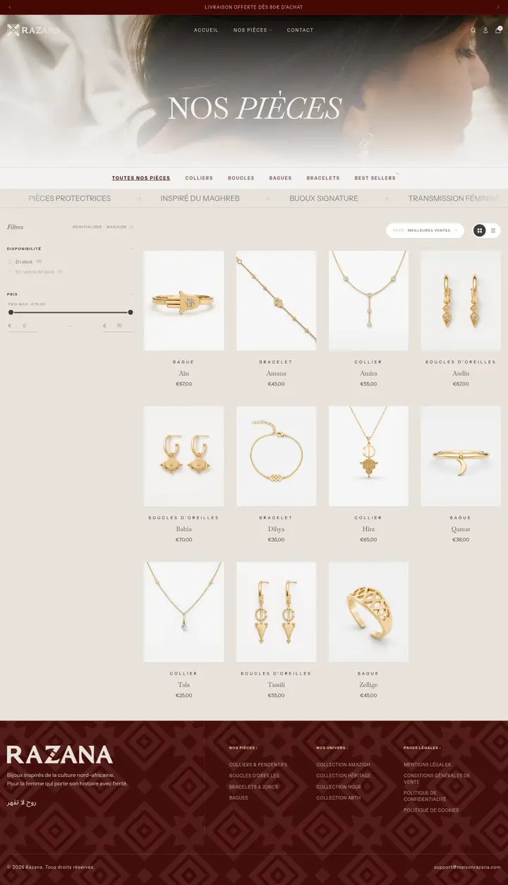 Maison Razana collection grid — full-page view