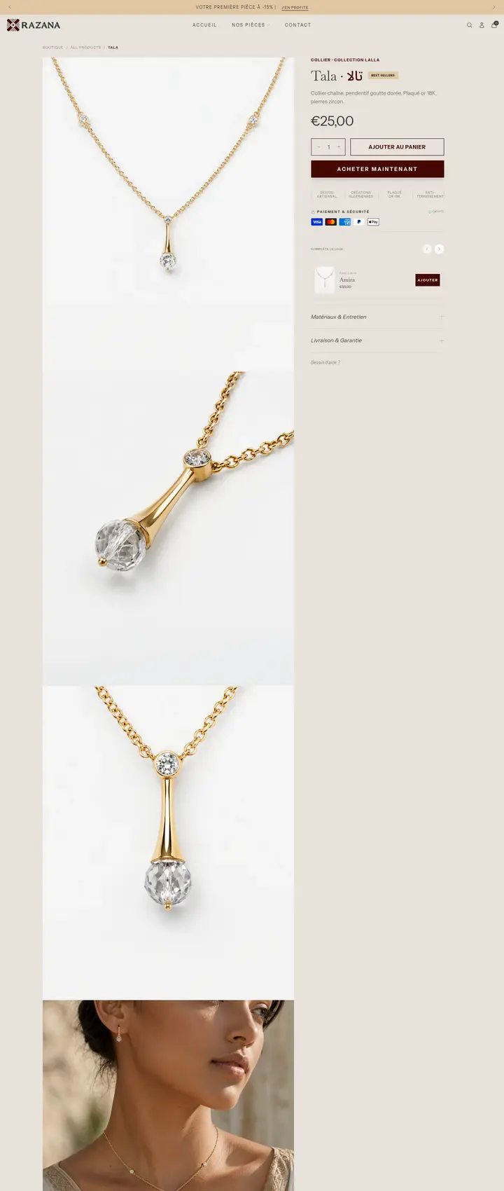 Maison Razana product page — full-page view